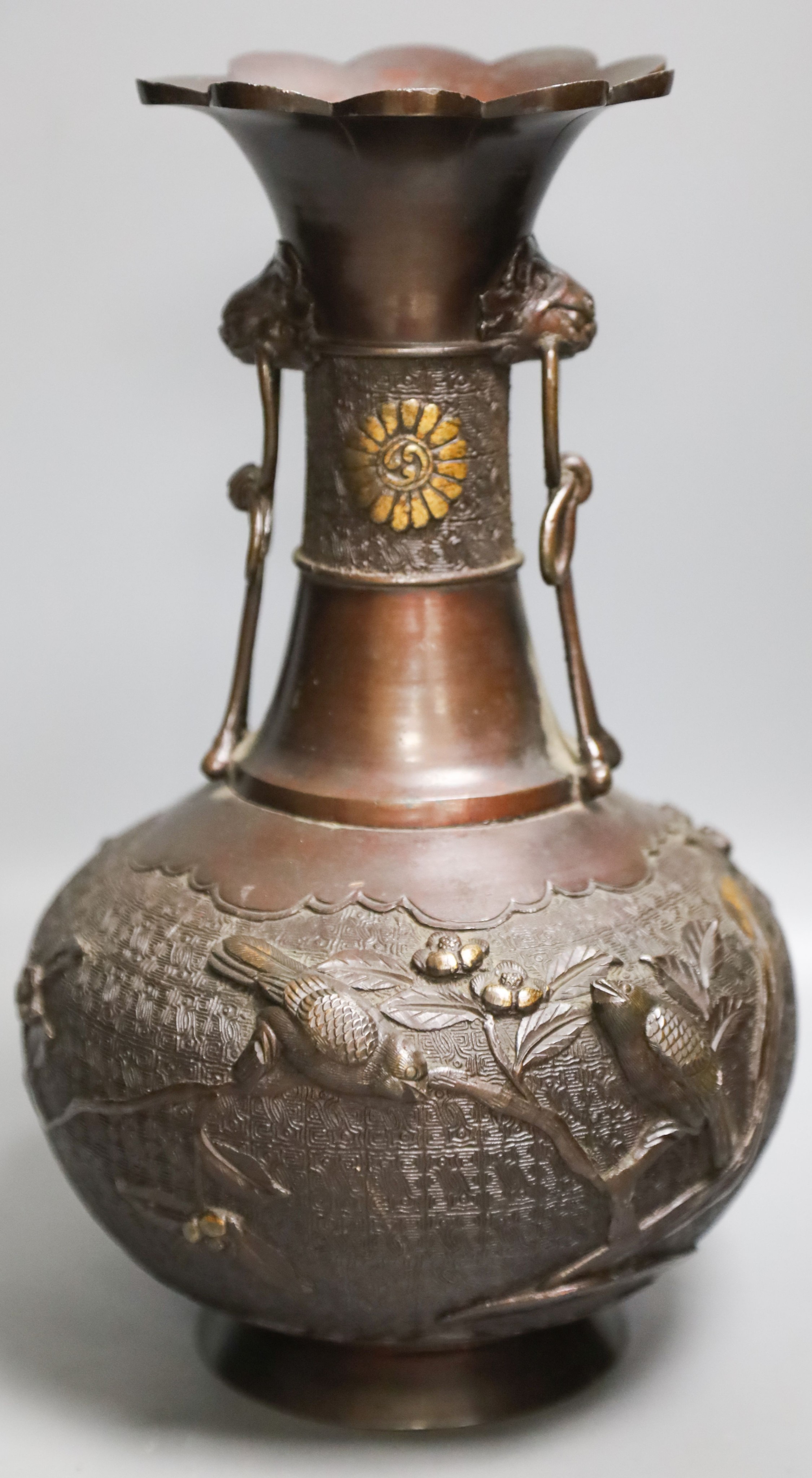 A Japanese bronze vase, Meiji period 31cm